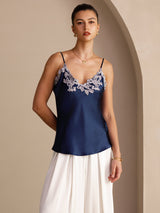 [Dark Blue] SilkSilky-CA Spaghetti Strap V Neck Camisole 004