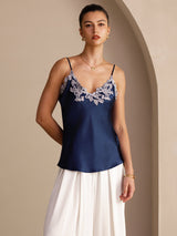 [Dark Blue] SilkSilky-CA Spaghetti Strap V Neck Camisole 004