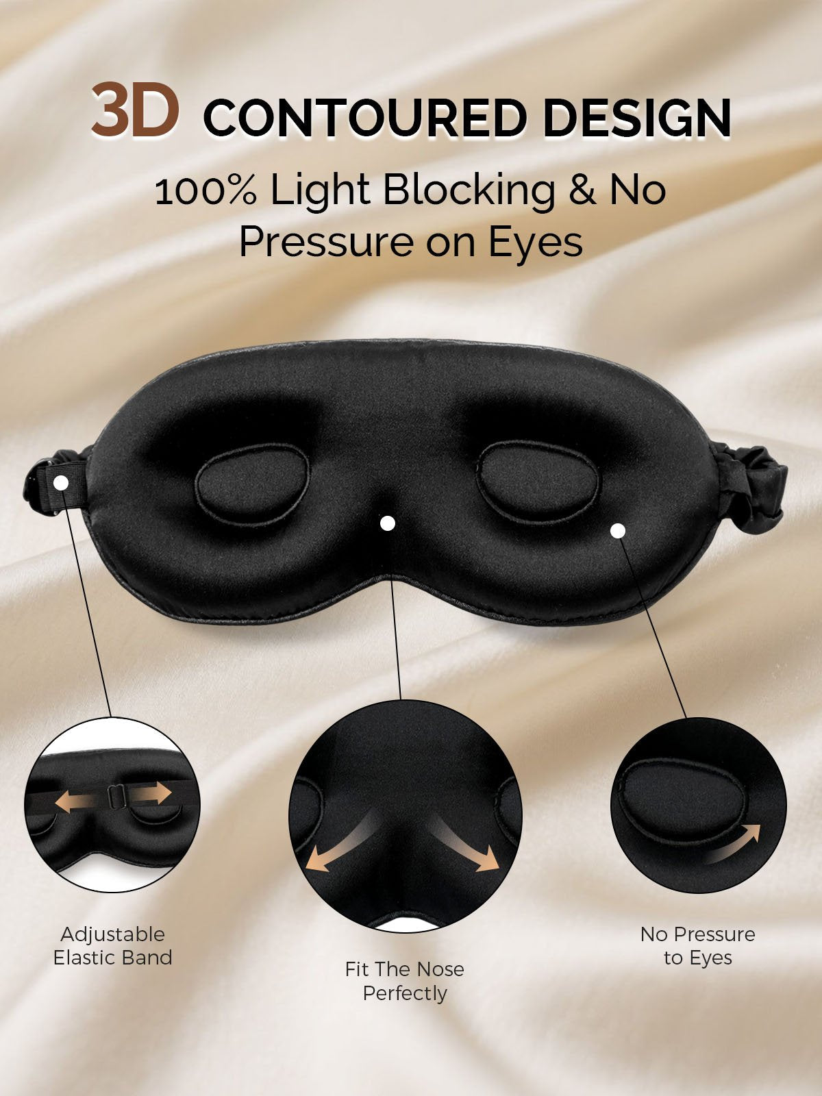 [Black] SilkSilky-CA 22Momme Pure Silk Eye Mask 004