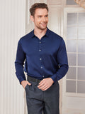 SilkSilky CA Silk Long Sleeve Collar Men's Shirt DarkBlue 003