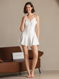 SilkSilky-CA Pure Silk Deep V Neck Dress White 004