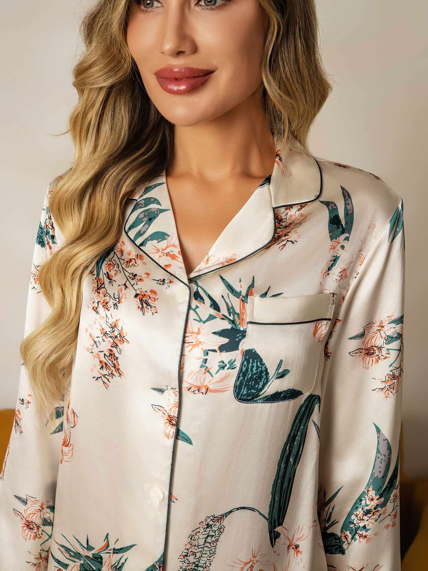 [Ivory] SilkSilky-CA Pure Silk Womens Pajamas 003