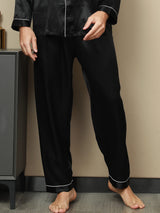 [Black] SilkSilky-CA Pure Silk Mens Sleep Bottoms 003,