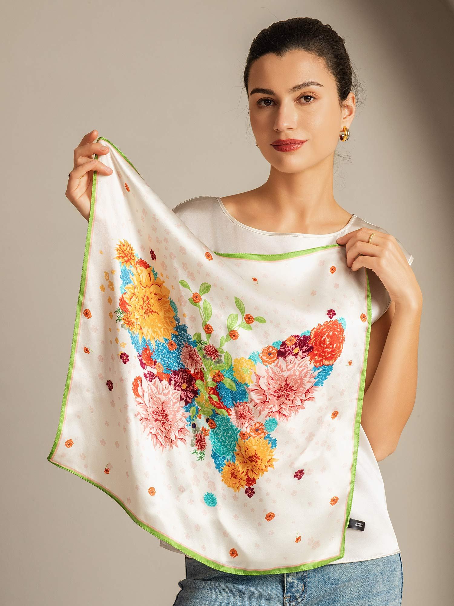 [Multi] SilkSilky-CA Pure Silk Scarf 001