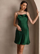 [Green] SilkSilky-CA Spaghetti Strap Cowl Neck Dress 005