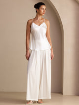 [White] SilkSilky-CA Spaghetti Strap V Neck Camisole 006