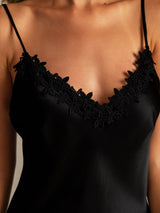 [Black] SilkSilky-CA Spaghetti Strap Nightgown 006