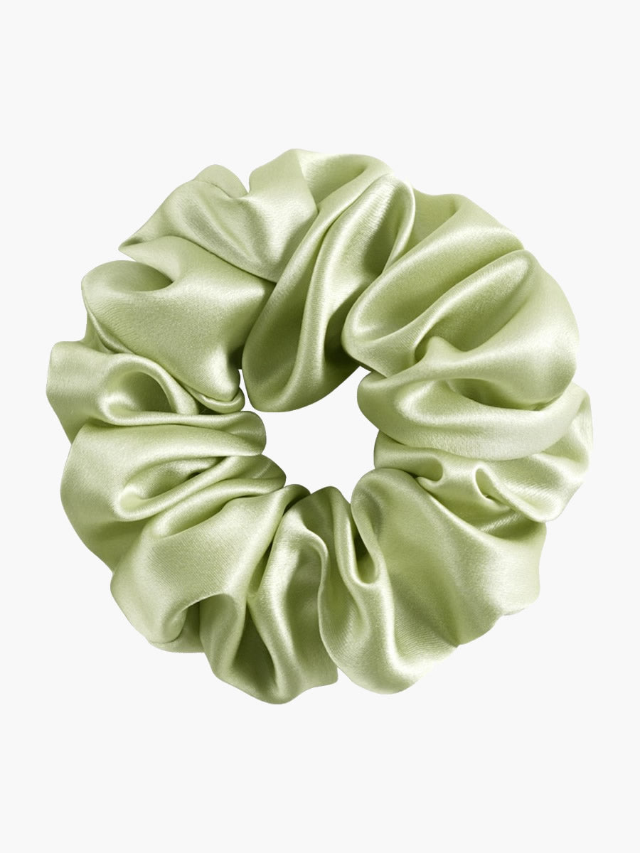 SilkSilky-CA 19Momme Pure Silk Scrunchie LightGreen 003