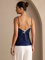 [Dark Blue] SilkSilky-CA Spaghetti Strap V Neck Camisole 002