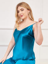 [Teal] SilkSilky-CA Spaghetti Strap V Neck Plus Size Camisole Top 005