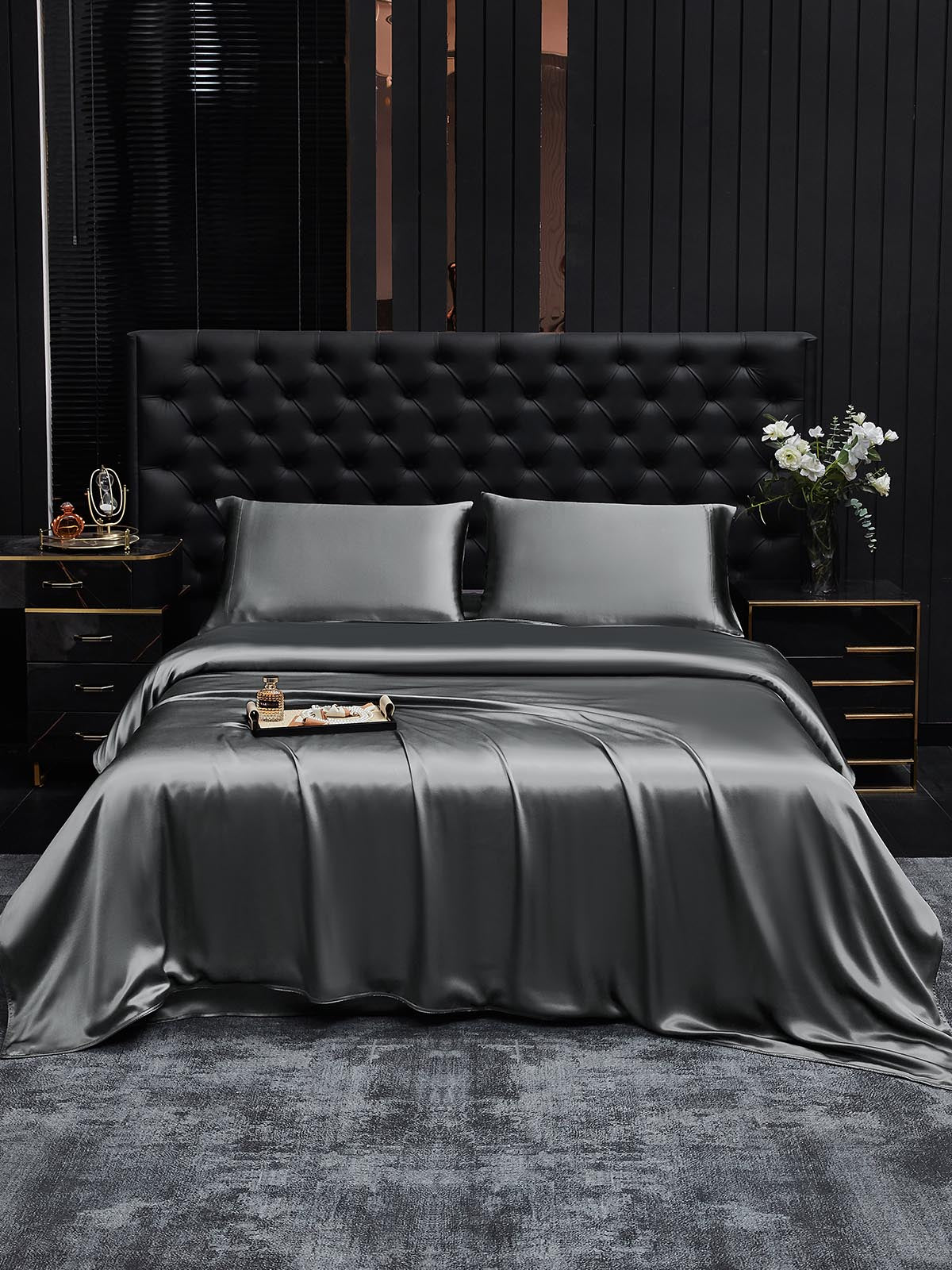 [Dark Gray] SilkSilky-CA 19Momme Pure Silk Bedding Set 002
