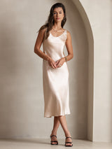 [Champagne] SilkSilky-CA Sleeveless Scoop Neck Dress 003