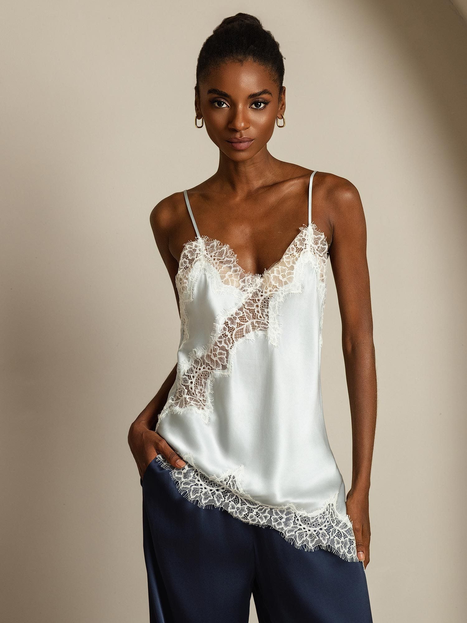 [LightBlue] SilkSilky-CA Pure Silk Camisoles 001