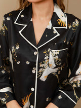 [Black] SilkSilky-CA Pure Silk Womens Pajamas 007
