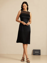 [Black] SilkSilky-CA Sleeveless Illusion Neck Dress 007