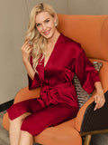 SilkSilky CA Pure Silk Half Sleeve Womens Robe Wine 004