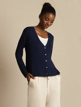[Dark Blue] SilkSilky-CA Long Sleeve Women's Cardigan 003
