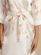 [White] SilkSilky-CA 3/4 Sleeve Women's Robe 005