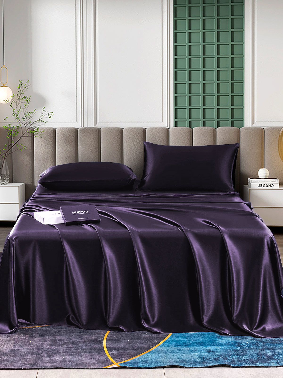 [Deep Purple] SilkSilky-CA 22Momme Pure Silk Bedding Set 001,
