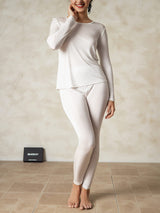 [White] SilkSilky-CA Long Sleeve Round Neck Women's Long Johns 005