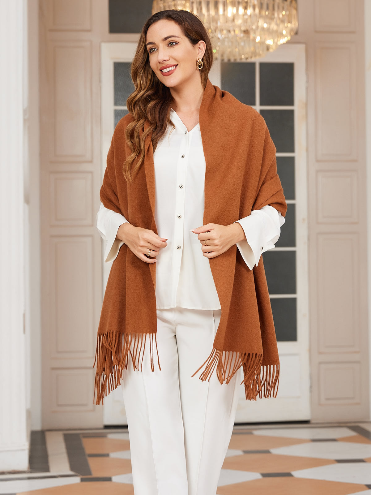 [Brown] SilkSilky-CA Wool Scarf 003