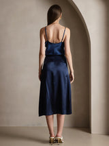 [Dark Blue] SilkSilky-CA Spaghetti Strap V Neck Camisole 002
