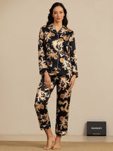 [Black Dragon] SilkSilky-CA Long Sleeve Lapel Collar Women's Pajamas 007