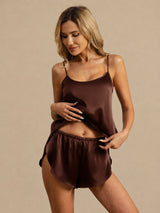 [Brown] SilkSilky-CA Spaghetti Strap Camisole Set 003