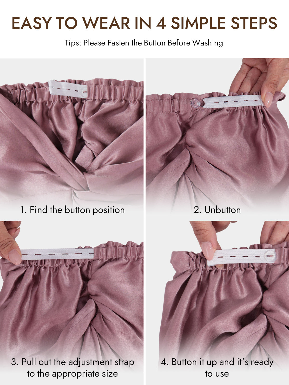 [Pale Mauve] SilkSilky-CA 22Momme Pure Silk Sleep Cap 006