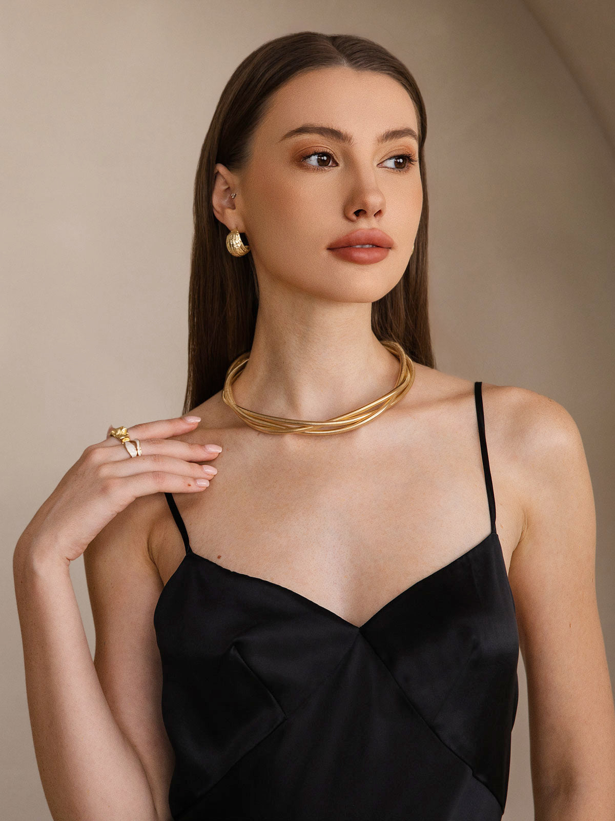[Black] SilkSilky-CA 19Momme Pure Silk V Neck Dress 003