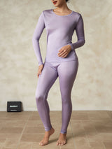 [Purple] SilkSilky-CA Silk Jersey Long Sleeve Round Neck Women's Long Johns 004