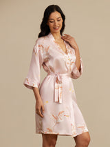 [Pink] SilkSilky-CA 3/4 Sleeve Women's Robe 007