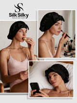 [Black] SilkSilky-CA Sleep Cap 005