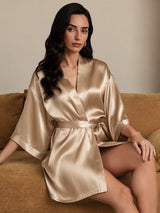 [Champagne Gold] SilkSilky-CA 3/4 Sleeve Women's Robe 005