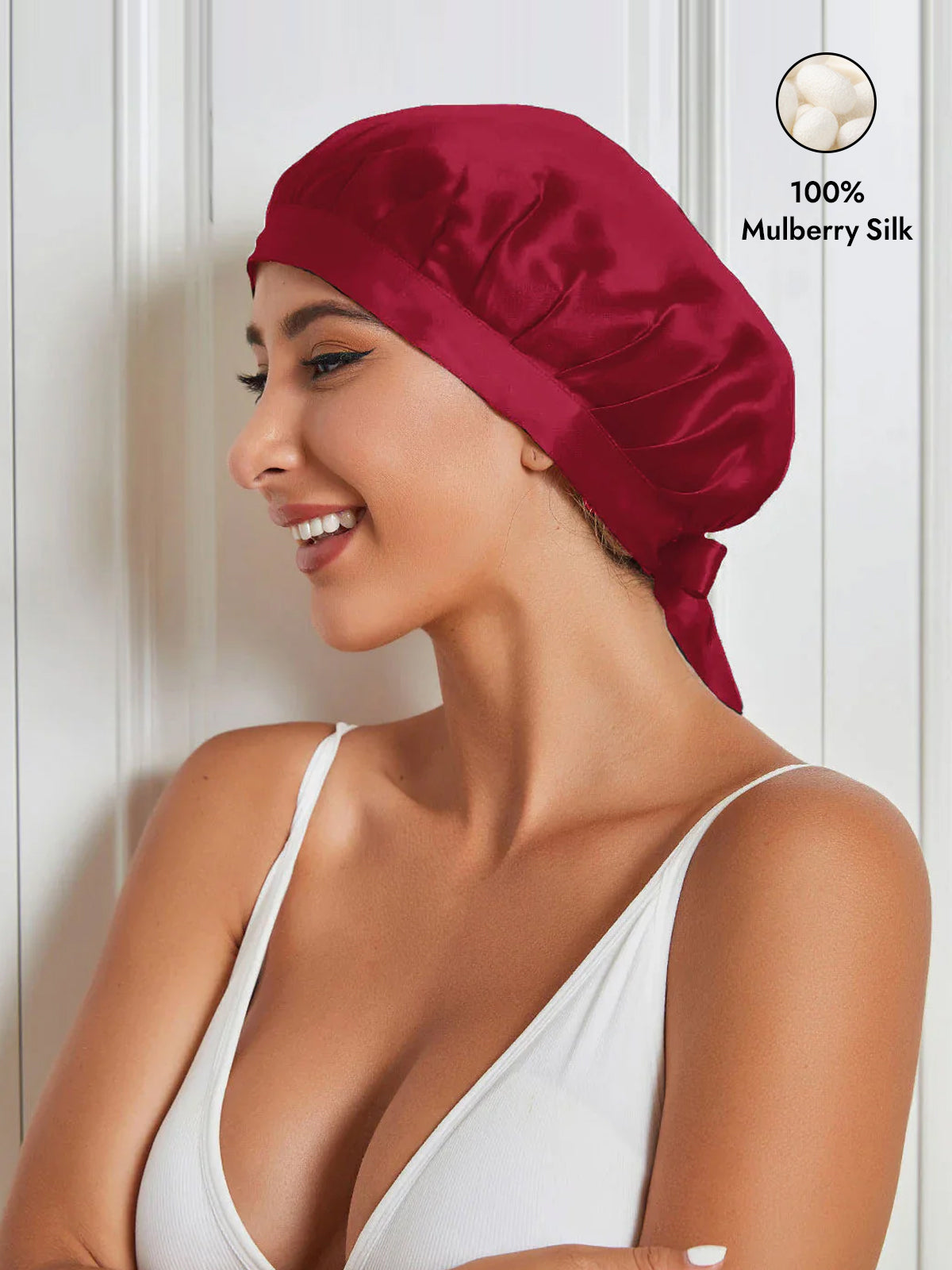 [Wine] SilkSilky-CA Pure Silk Sleep Cap 001