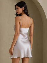 [Gray] SilkSilky-CA Spaghetti Strap V Neck Nightgown 002