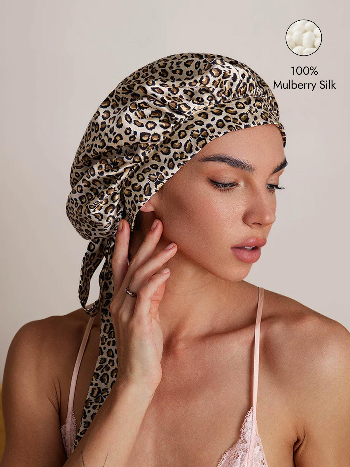 [Leopard] SilkSilky-CA Pure Silk Sleep Cap 001