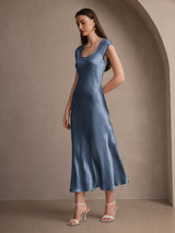 [Real Teal] SilkSilky-CA Cap Sleeve Dress 006