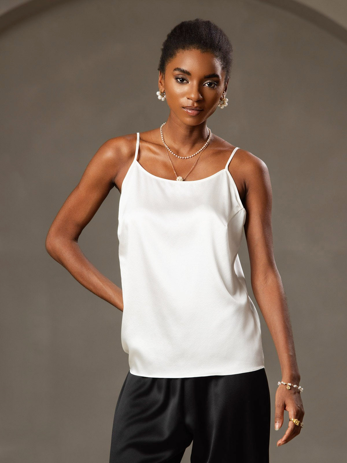 [White] SilkSilky-CA 19Momme Silk Camisoles 003