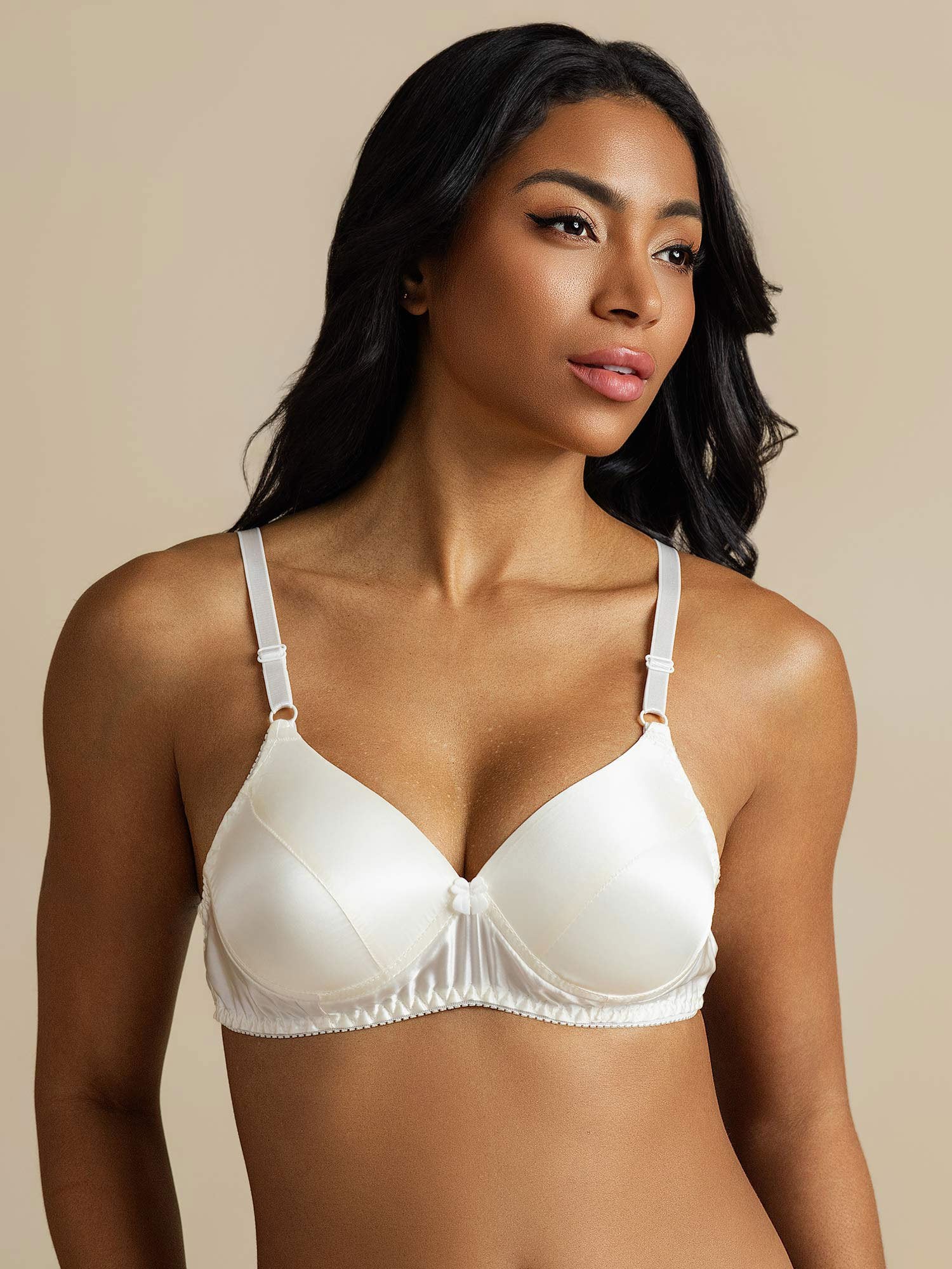[White] SilkSilky-CA Pure Silk Bra 007,
