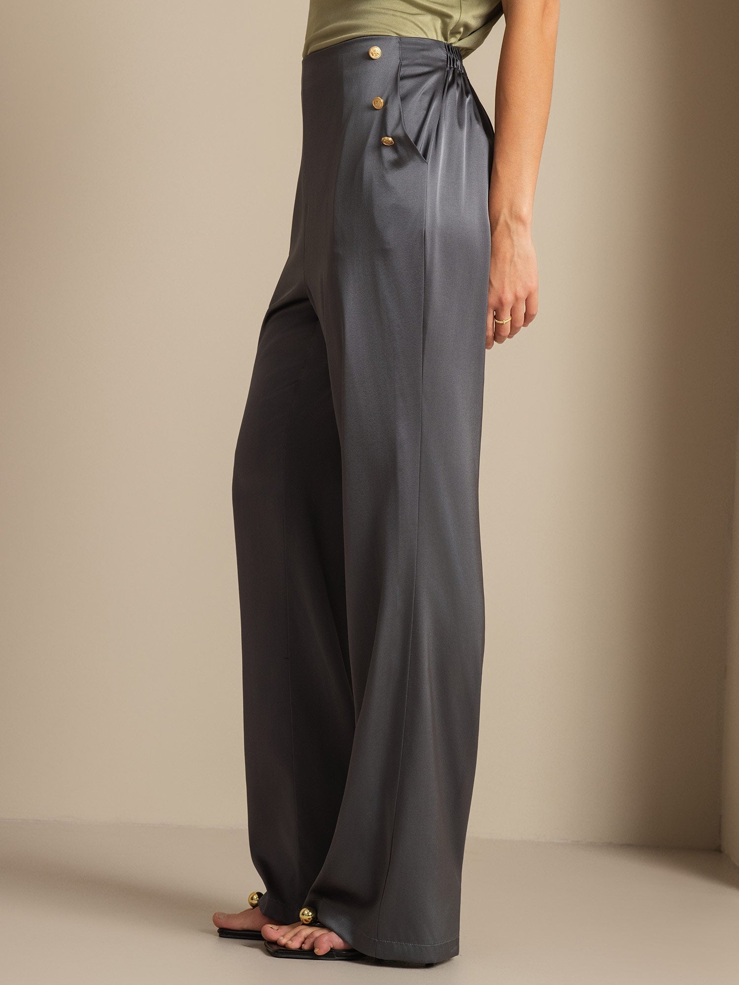 [Dark Gray] SilkSilky-CA 19Momme Silk Womens Pants 006,