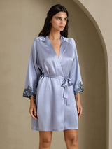 [Steel Blue] SilkSilky-CA 3/4 Sleeve Women's Robe 007