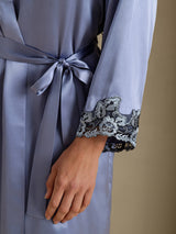 [Steel Blue] SilkSilky-CA 3/4 Sleeve Women's Robe 005