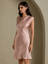 [Tuscany] SilkSilky-CA Cap Sleeve V Neck Nightgown 003
