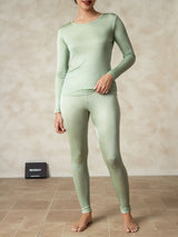 [Green] SilkSilky-CA Silk Jersey Long Sleeve Round Neck Women's Long Johns 003