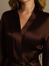 [Coffee] SilkSilky-CA 3/4 Sleeve Women's Robe 008