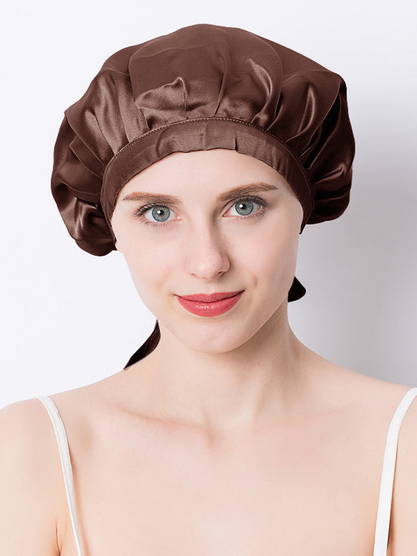 SilkSilky CA Pure Silk Sleep Cap Coffee 001