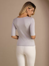 [Light Gray] SilkSilky-CA Half Sleeve Women's T-Shirt 002