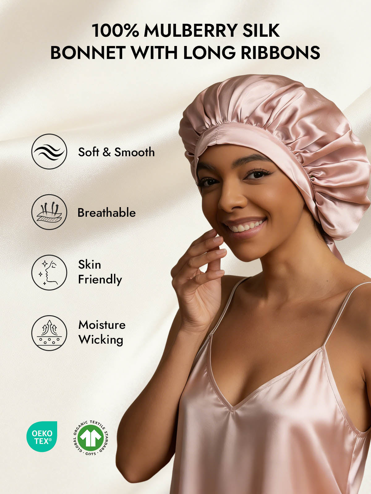 [Pink] SilkSilky-CA Pure Silk Sleep Cap 002