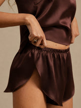 [Brown] SilkSilky-CA Spaghetti Strap Camisole Set 006